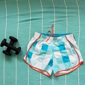 Nike Women's Turquoise and White Athletic Shorts